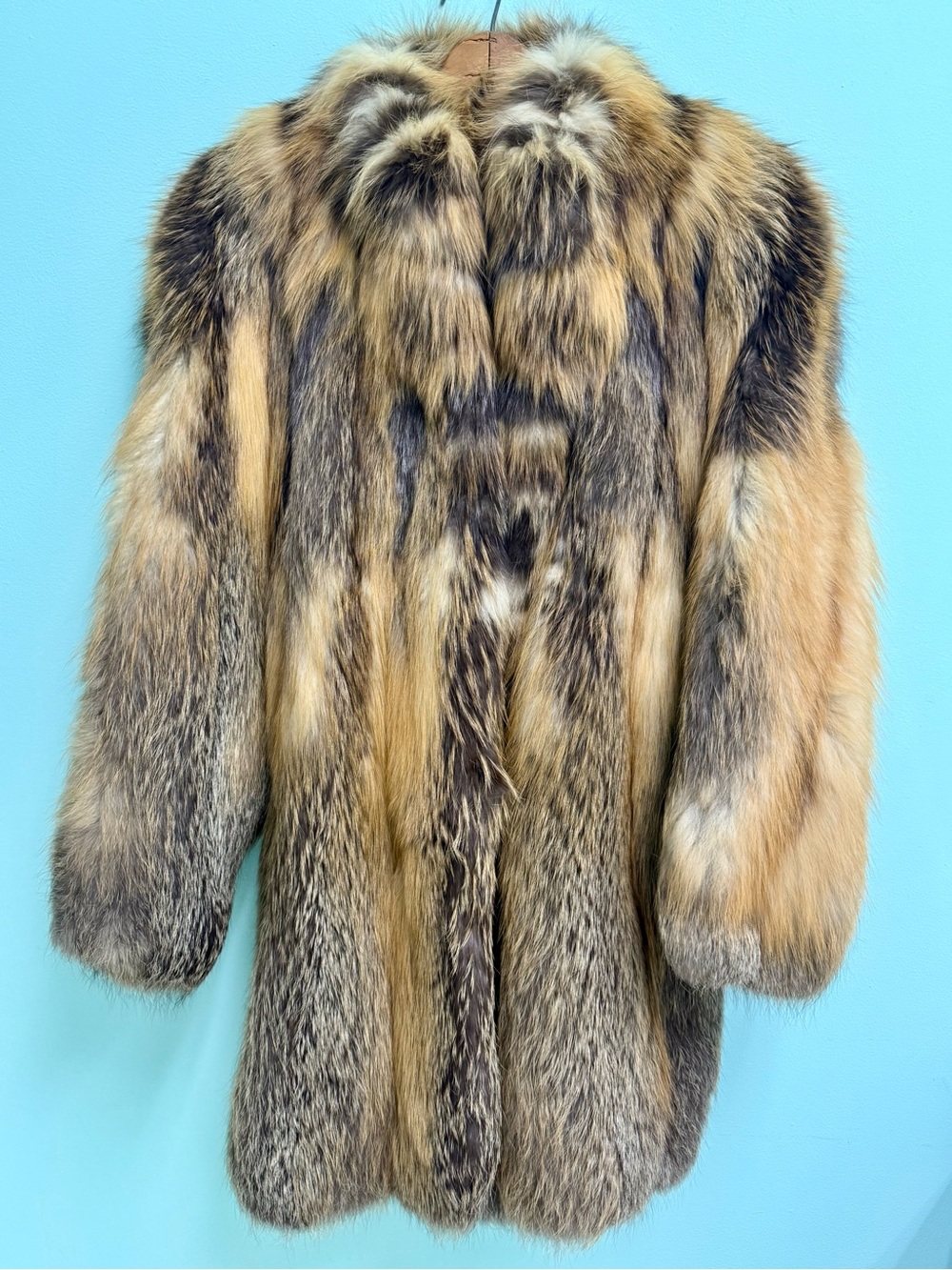Women's Multi-Tone Fox Fur Coat in Brown & Tan